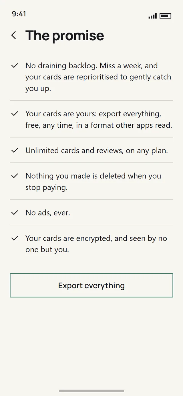 Bunshu's promise: no backlog, your cards are yours, no ads